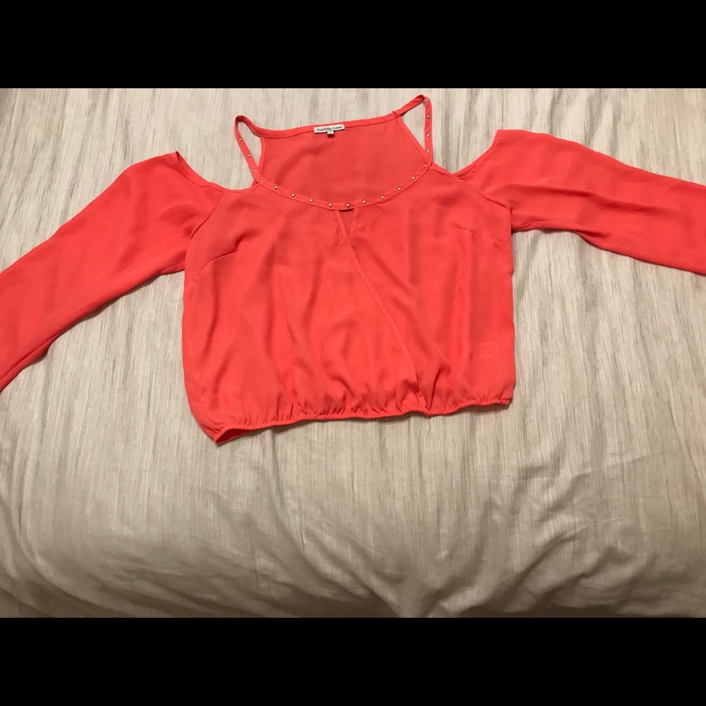 Orange open sleeve crop top